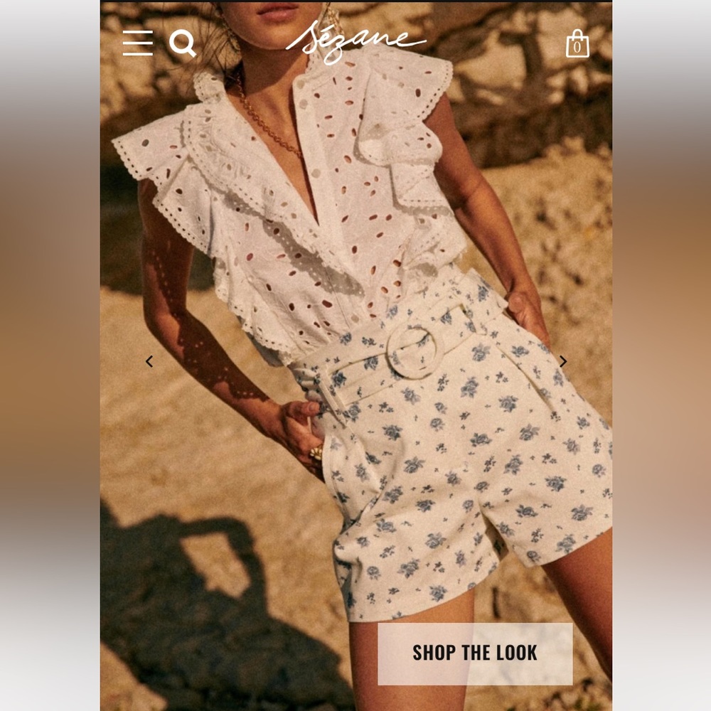 Sezane White Eyelet Chiara Shirt